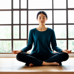 A serene adult individual, fully clothed in modest, comfortable attire, seated peacefully in a bright, minimalist meditation room. Soft, diffused natural light filters through a large window, with a few calm-inducing plants and a smooth, wooden floor. The overall atmosphere conveys tranquility and mental clarity, associated with Alpha brain waves. perfect anatomy, correct proportions, natural pose, well-formed hands, proper finger count, natural body proportions, professional photography, high quality, safe for work, appropriate content, fully clothed, modest clothing, family-friendly.