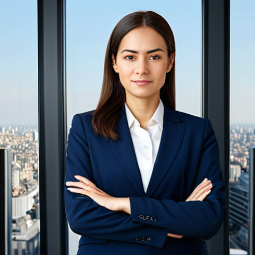 Home 18 뇌파 분석을 활용한 마케팅 전략 - **Professional Businesswoman:** "A professional businesswoman in a modest business suit, standing in...